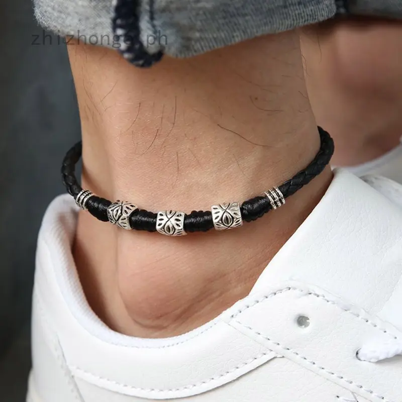 Leather Cord Lucky Anklets For Men Women Personality Simple Style Foot Chain Anklet