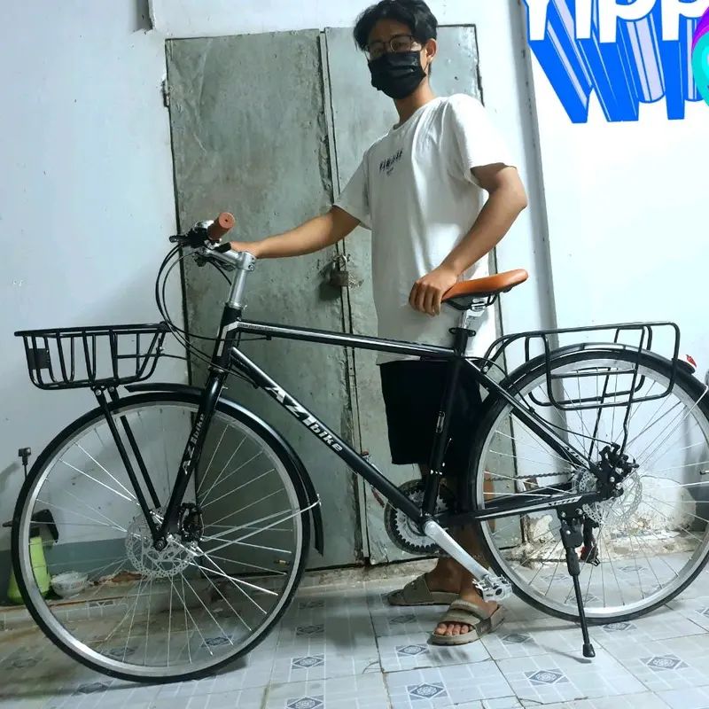 XE AZI KHUNG NHÔM PHONG CÁCH CỔ ĐIỂN SANH TRỌNG NHẸ NHÀNG VỚI TAY ĐỀ SHIMANO 21 TỐC ĐỘ (ĐÙM NHÔM,ĐĨA NHÔM ,ĐÙI ĐĨA NHÔM ) HÀNG ĐẬP THÙNG MỚI 100% Xe Đạp 3