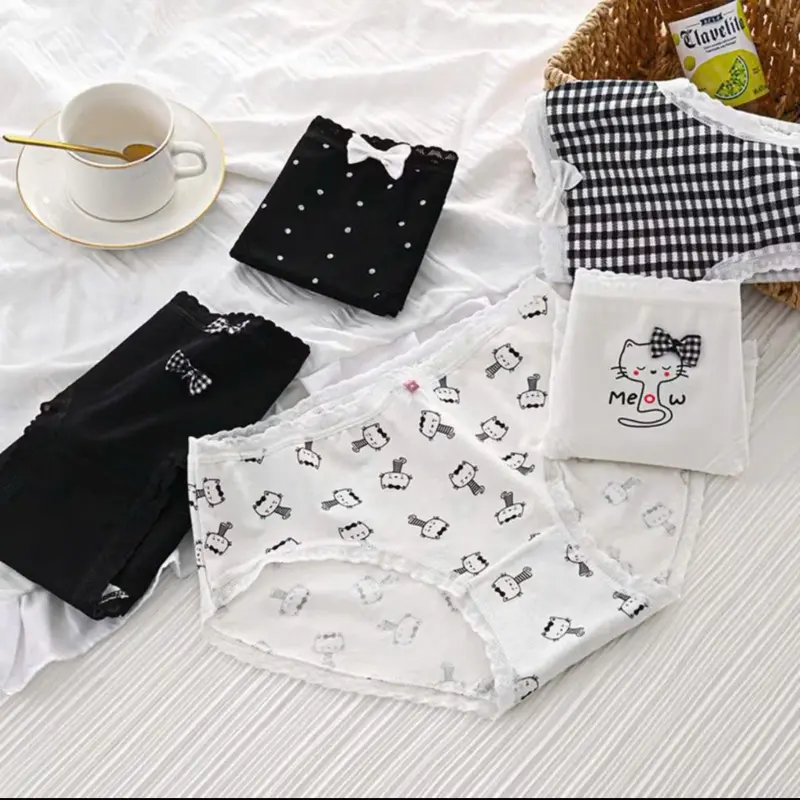 Combo 10 (or 5) quần lót nữ CT032 hoạ tiết mèo nơ phù hợp cho các bạn gái cute và các bé gái mới lớn học sinh cấp 2 cấp 3 2