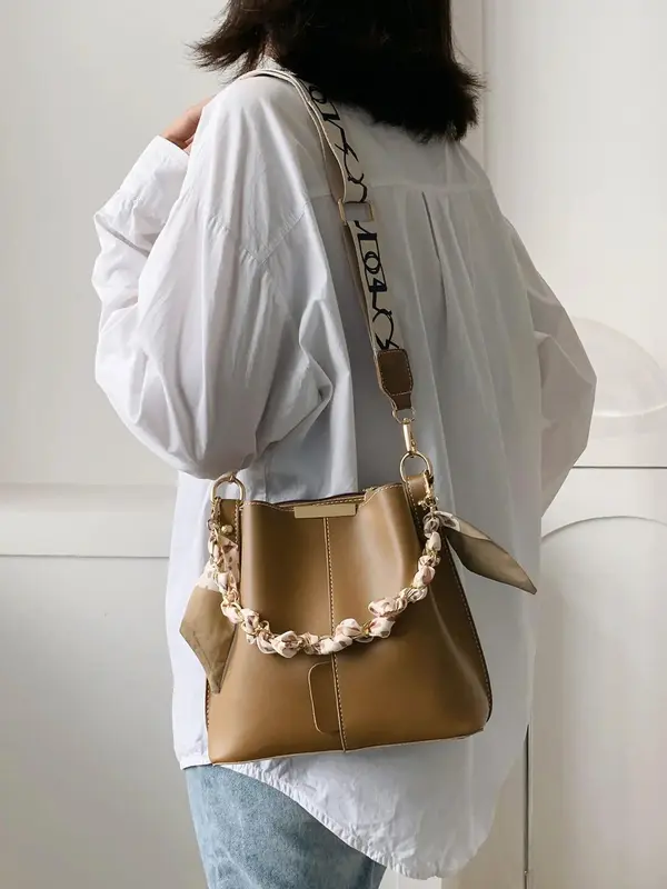 Women's Fashionable Solid Color Shoulder Bag, Casual Versatile Crossbody Bag for Daily Used, Trendy All-match Commuter Bag, Satchel Purse 3