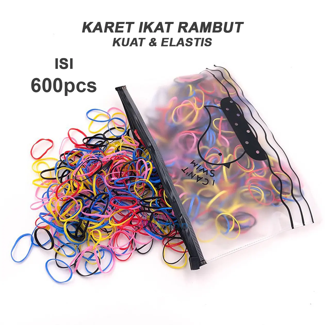 KARET IKAT RAMBUT ANAK ISI 600 PCS WARNA WARNI