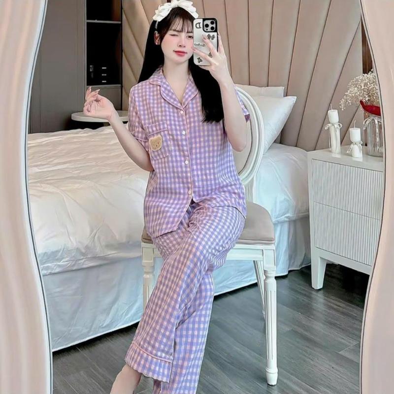 sét pizama kẻ sọc dáng tiểu thư cho chị em mình 0