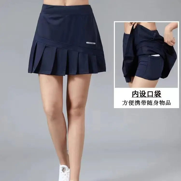 Váy Thể Thao Cho Nữ, Nhanh Khô, Thiết Kế Giả Hai Lớp, Thích Hợp Cho Cầu Lông Và Quần Tennis, Thể Dục Và Chạy Marathon, Váy Xếp Ly Dài Nửa người, Váy Mùa Hè 4