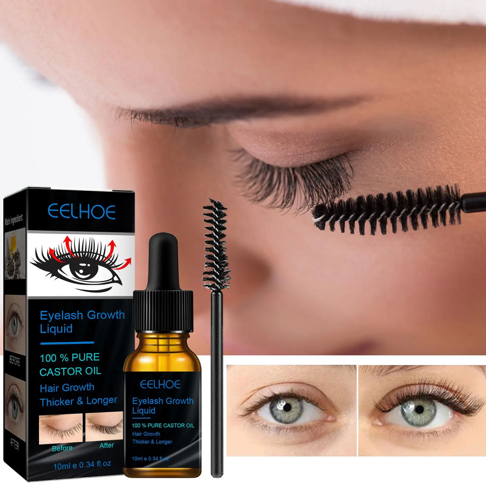 1x Natural Castor Oil Eyelash Eyebrow Eyelash Essential Serum Oil Liquid S2V3