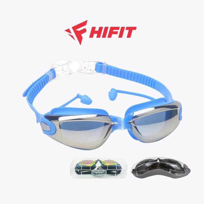 Kính Bơi Chống Sương Mù Cản Tia UV Cao Cấp HIFIT Kèm Bịt Tai -Tặng Hộp Đựng Phụ Kiện Cao Su -Nam Nữ 2