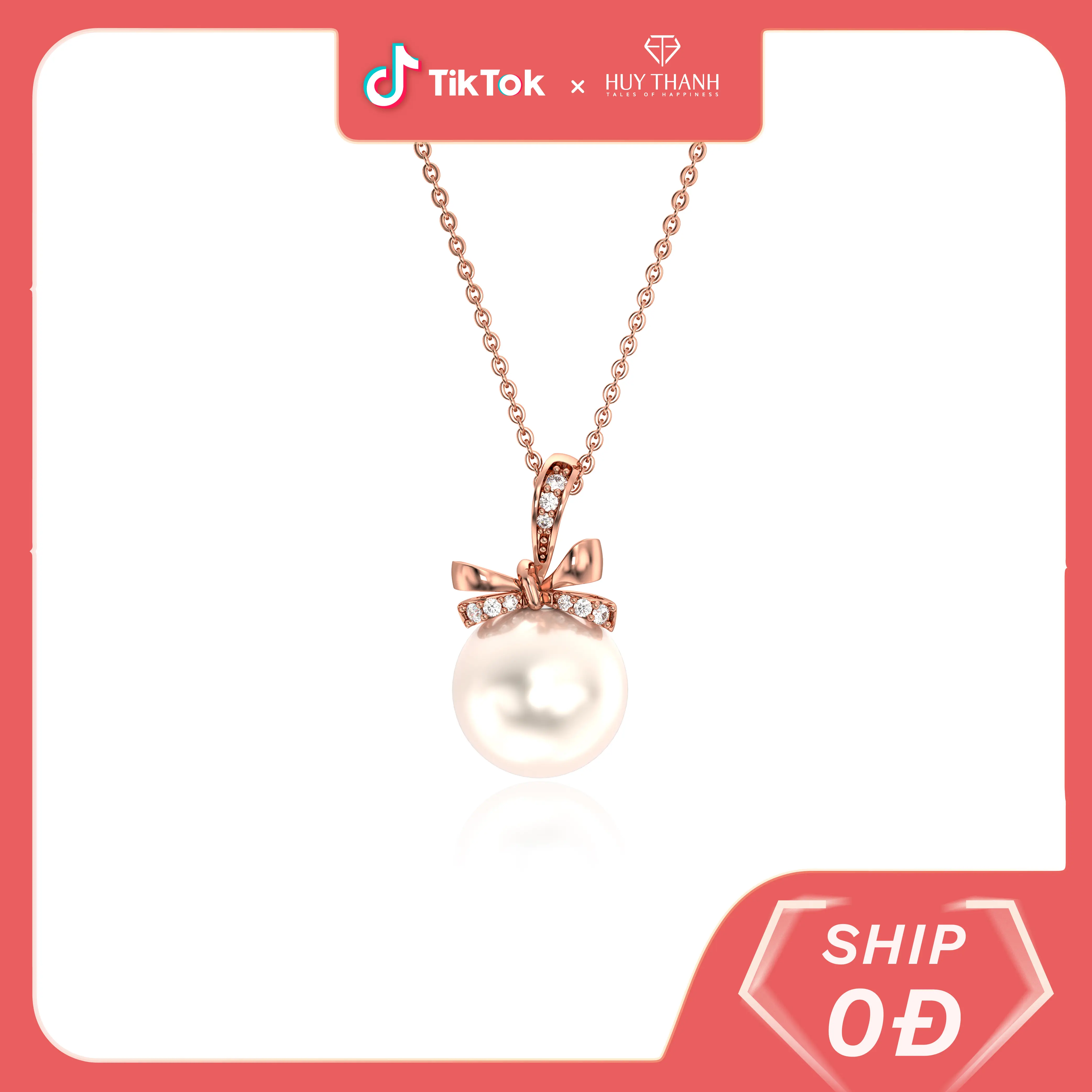 HuyThanhJewelry MDBTCC100 Mặt dây chuyền ngọc trai vàng 14k