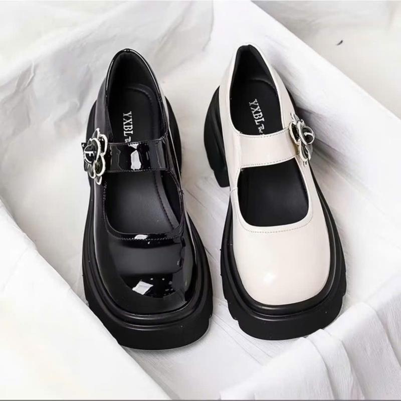 Giày cao gót nữ 5p da mềm 2 màu đính Hoa Trà sang chảnh