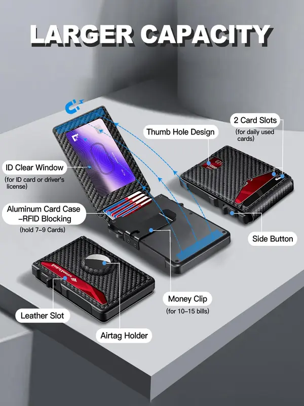 Men's Business Wallet with Card Slots, Casual Pu Leather Pop Up Money Clip Wallet Card Holder, Rfid Blocking for Daily Use (not Contain Airtag), Couples Gifts, Accessories for Men 2
