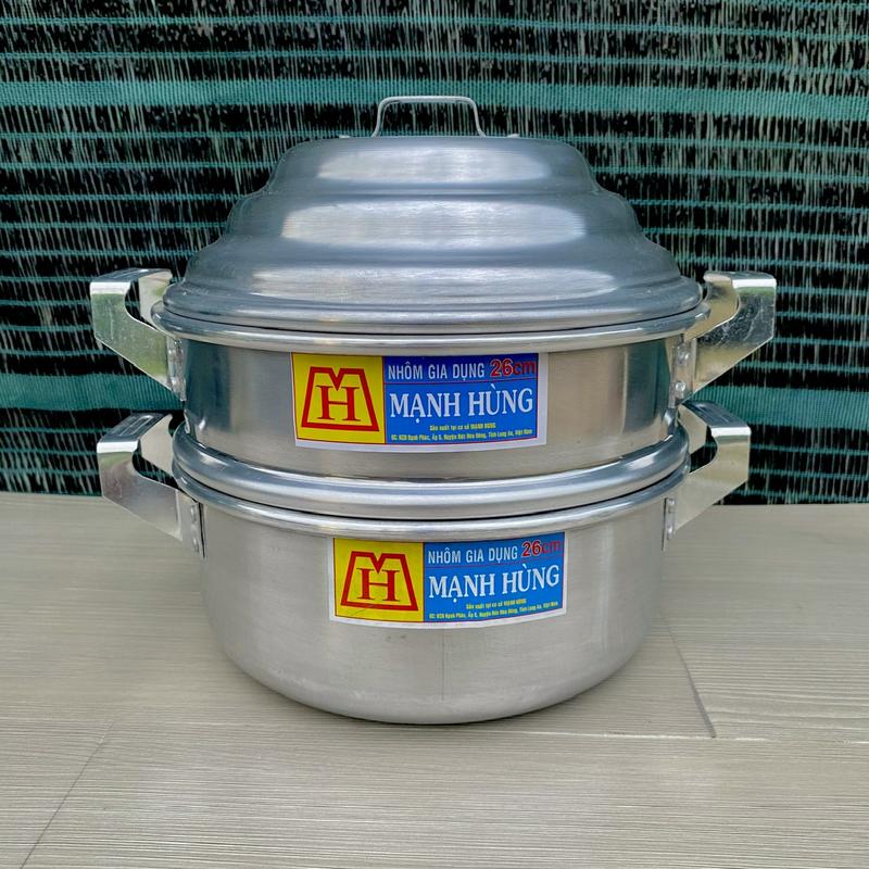 Xửng hấp bằng nhôm Mạnh Hùng Size 26cm bóng sáng