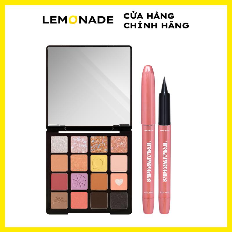 Combo 01 Bảng Phấn Mắt Lemonade Aesthetic Eyeshadow Palette Version 2 20.8g và 01 Bút Kẻ Mắt SuperNatural Eyeliner