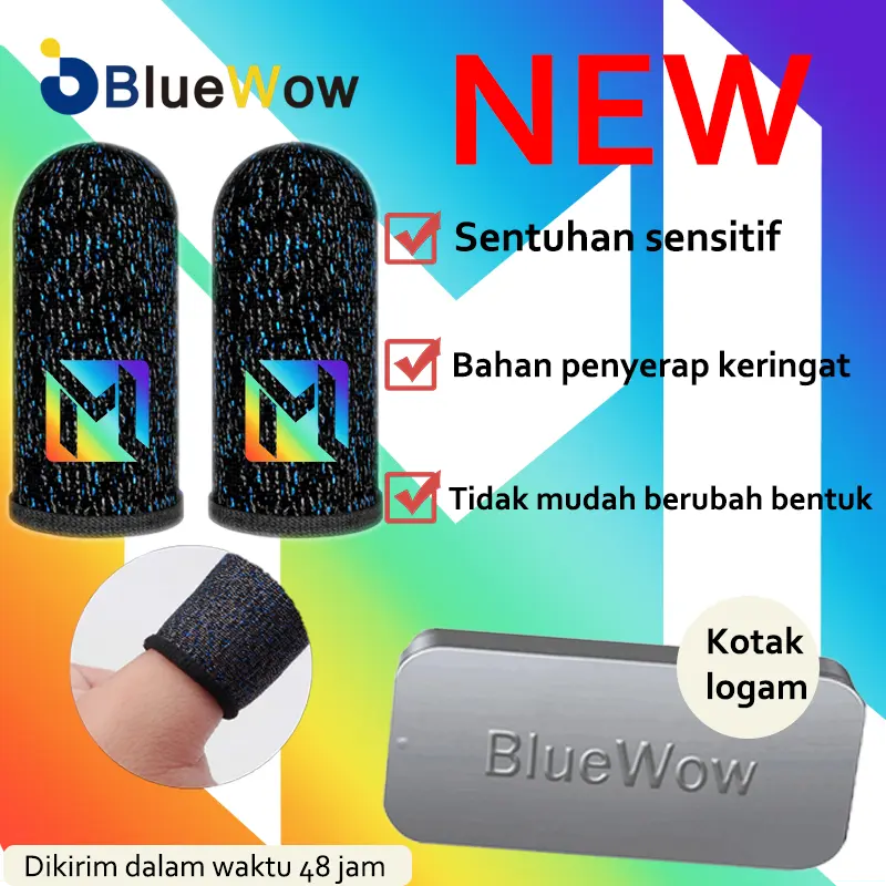 【2025】 BlueWow Model Terbaru finger game Sarung, Sensitif Tinggi, Tahan Keringat, Bernapas, Halus, dan Presisi untuk Pertarungan Tanpa Akhir, Mobile Legend, PUBG MOBILE, Free Fire Bluetooth Wireless