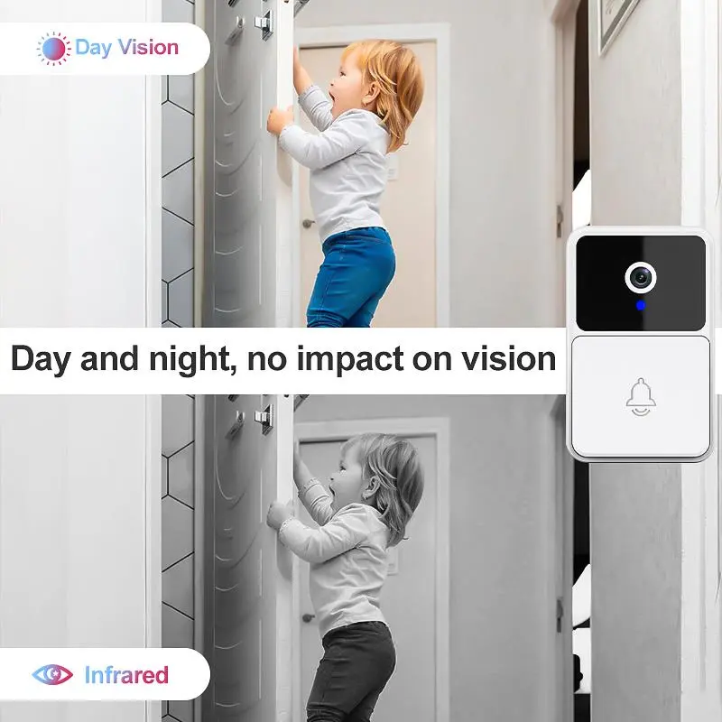 WiFi Smart Doorbell Camera, USB Rechargeable 2.4GHz WiFi Doorbell Camera with Night Vision, Voice Intercom, Cloud Storage, Security Camera for Home 4