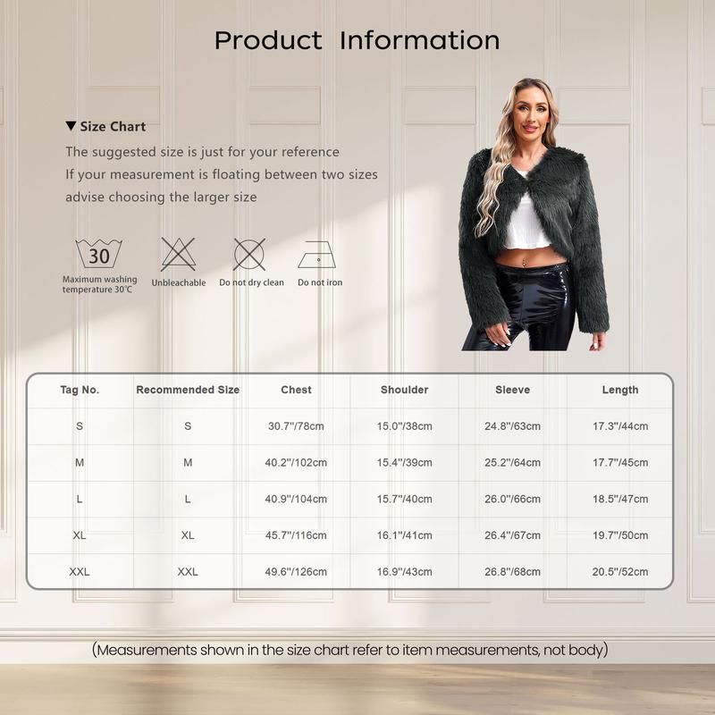 Product Introduction of inhzoy Islamic Womens Cropped Faux Fur Jacket Open Front Furry Short Coat Long Sleeve Winter Cardigan Outerwear 0