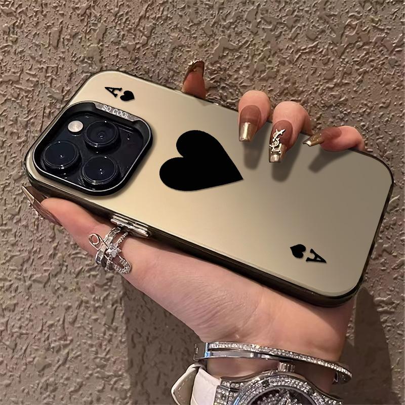 Ốp Điện Thoại Họa Tiết Spade A, Thiết Kế Sáng Tạo, Tương Thích Với iPhone 11, 12, 16, 13, Pro Max, 14, 15, 7, 8 Plus, SE 2020, XR, X / XS Max, Được Làm Bằng Nhựa, Khung Gương Lắp Ráp, Ốp Cứng, Chống Sốc 6