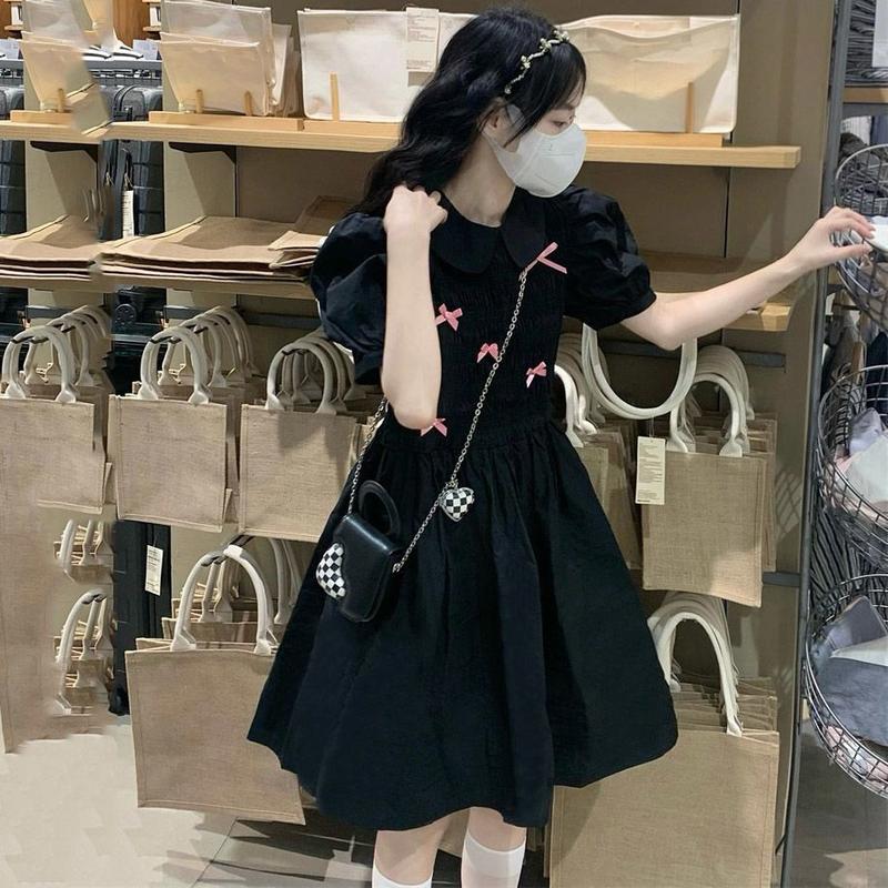 Váy Thắt Nơ Cổ Búp Bê Ngọt Ngào Phong Cách Học Viện, Dành Cho Học Sinh Nữ, Bó Sát, Phong Cách Hàn Quốc, Váy Tình Yêu Đầu Tiên, Dài Ngắn, Thích Hợp Cho Năm 2025, Được Thu Thập Bởi 4445 Người 1