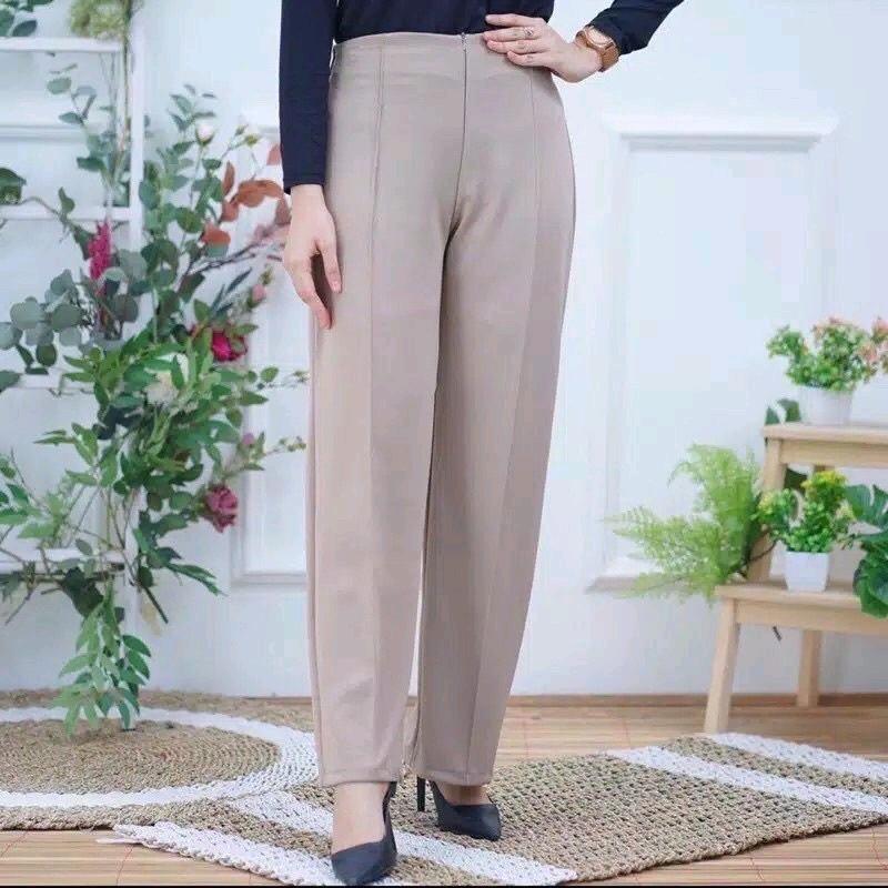Buna Cullote Zipper Highwaist Scuba Premium Celana Kulot Wanita Basic HW Irene Cullotes Scuba Wide Leg Premium 3
