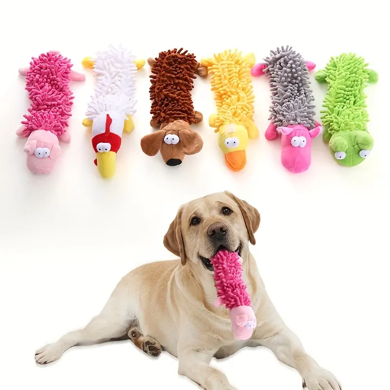 Interactive plush dog toy with squeaking sound for chewing and molar training - the perfect little dog toy for play and dental health