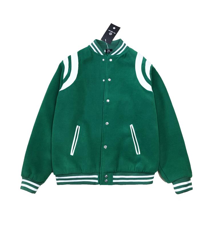 Áo khoác bomber varsity jacket  Nam Six Legends teddy xanh lá Menswear Navy