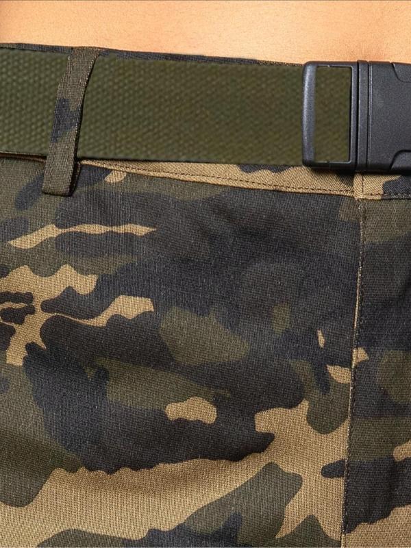 Women's Camo Print Belted Cargo Shorts, Casual Pocket Design Shorts for Summer, Ladies Bottoms for Daily Wear 7