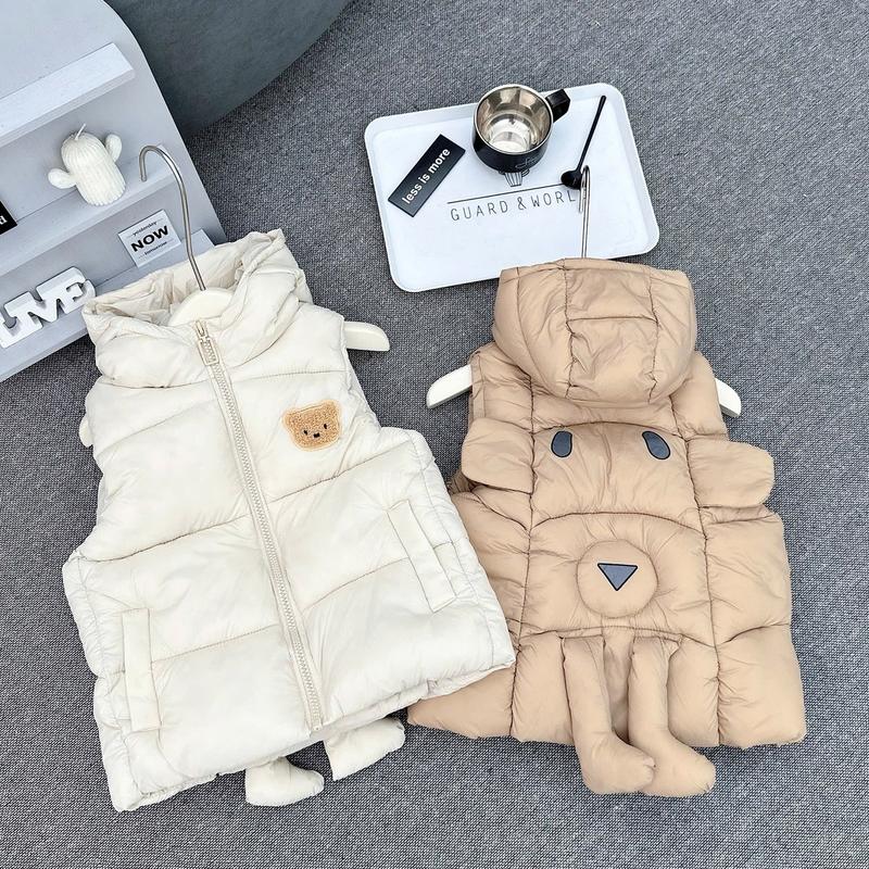 Áo phao gile mềm ấm chân gấu nhồi bông cho bé trai gái size 12-30kg