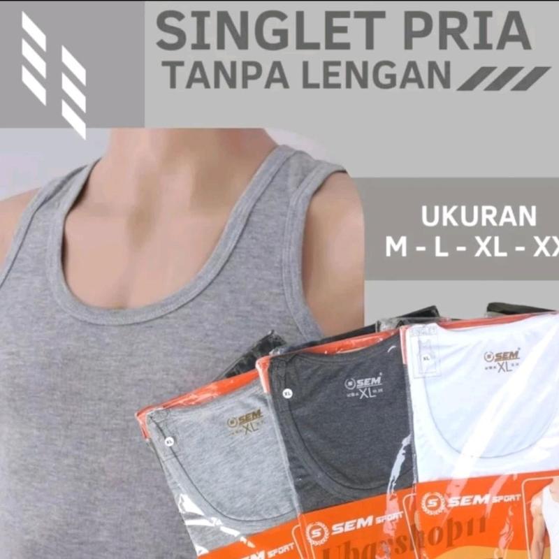 Product Introduction of Grosir 3 Pcs - Singlet Pria Polos Bahan Katun SEM SPORT M - XXL | Kaos Dalam Laki Laki Gym 1