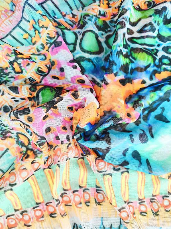 Women's All Over Print Tie Back Cami One-piece Swimsuit & Cover Up Skirt Set, Casual Fashion Swimwear Set for Beach Holiday Vacation, Ladies Swimsuit for All Seasons 7