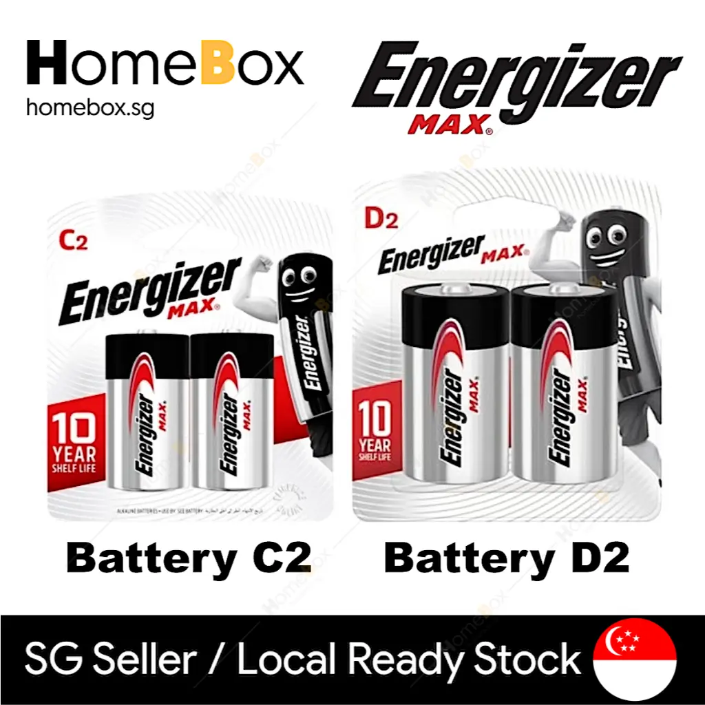 🪫 ENERGIZER 🇸🇬  MAX C Size D Size BATTERY ( 2pcs in a card) | Alkaline Batteries E95 [Homebox]