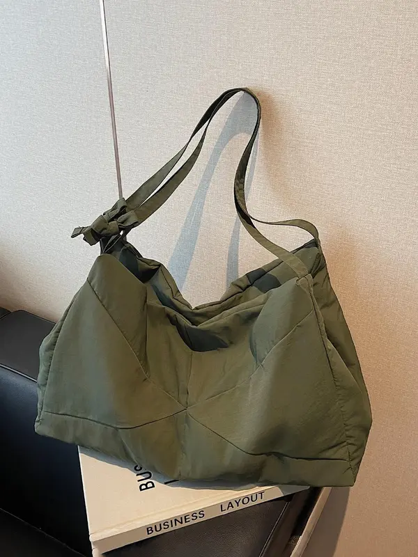 Women's Solid Color Shoulder Bag, Large Capacity Crossbody Bag for Work & School, Casual Trendy Versatile High-quality Daily Commuting Bag, Girl Fashionable Shopping Bag 8