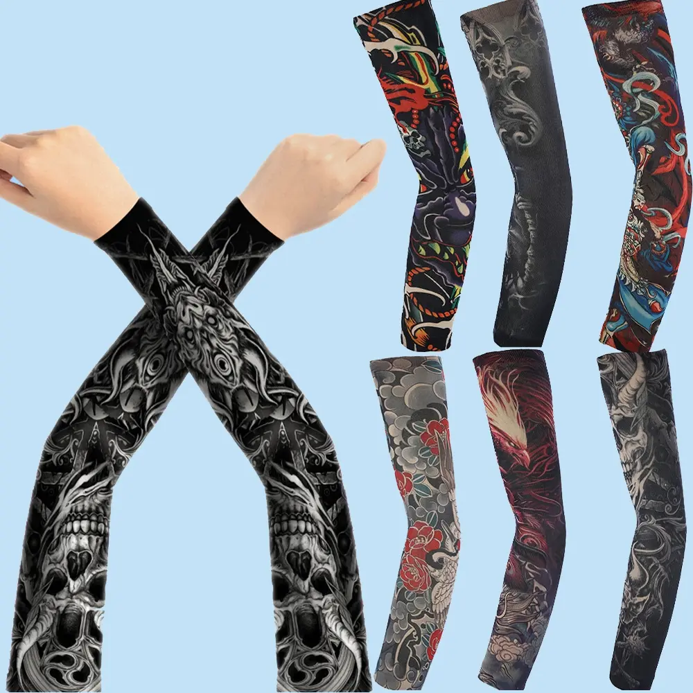 Set 1 Pair(2PCS)Anti-UV/Dust Hand Sock Arm Sleeves Ice Silk Fishing Motorcycle Bicycle Men Unisex Tattoo Sleeve
