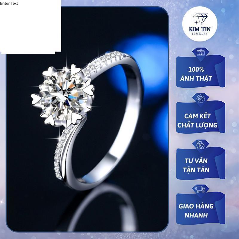  GOLBAL-- - Nhẫn mạ bạc S925 đính đá Zircon 4 chấu viền đá nhỏ tinh tế siêu đẹp trang sức nhẫn 