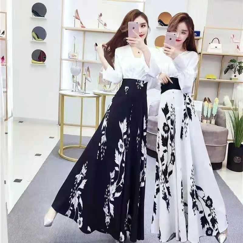 Product Introduction of Quần Ống Rộng Thời Trang Phong Cách Phương Tây, Hàng Mới Về Mùa Hè 2023, Phong Cách Quốc Gia, In Đen Trắng, Váy Quần Bó Sát Dáng Rộng Rãi Đơn Giản, Quần Áo Nữ Mới Quần Lót Nữ Quần Lót Nữ 2