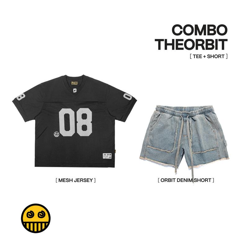 COMBO Áo + Quần Nam Nữ The ORBIT - Áo Mesh Jersey + ORBIT DENIM SHORT - Local Brand Chính Hãng