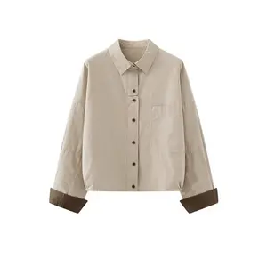 Asaya Atasan kemeja wanita kerah lengan panjang kasual