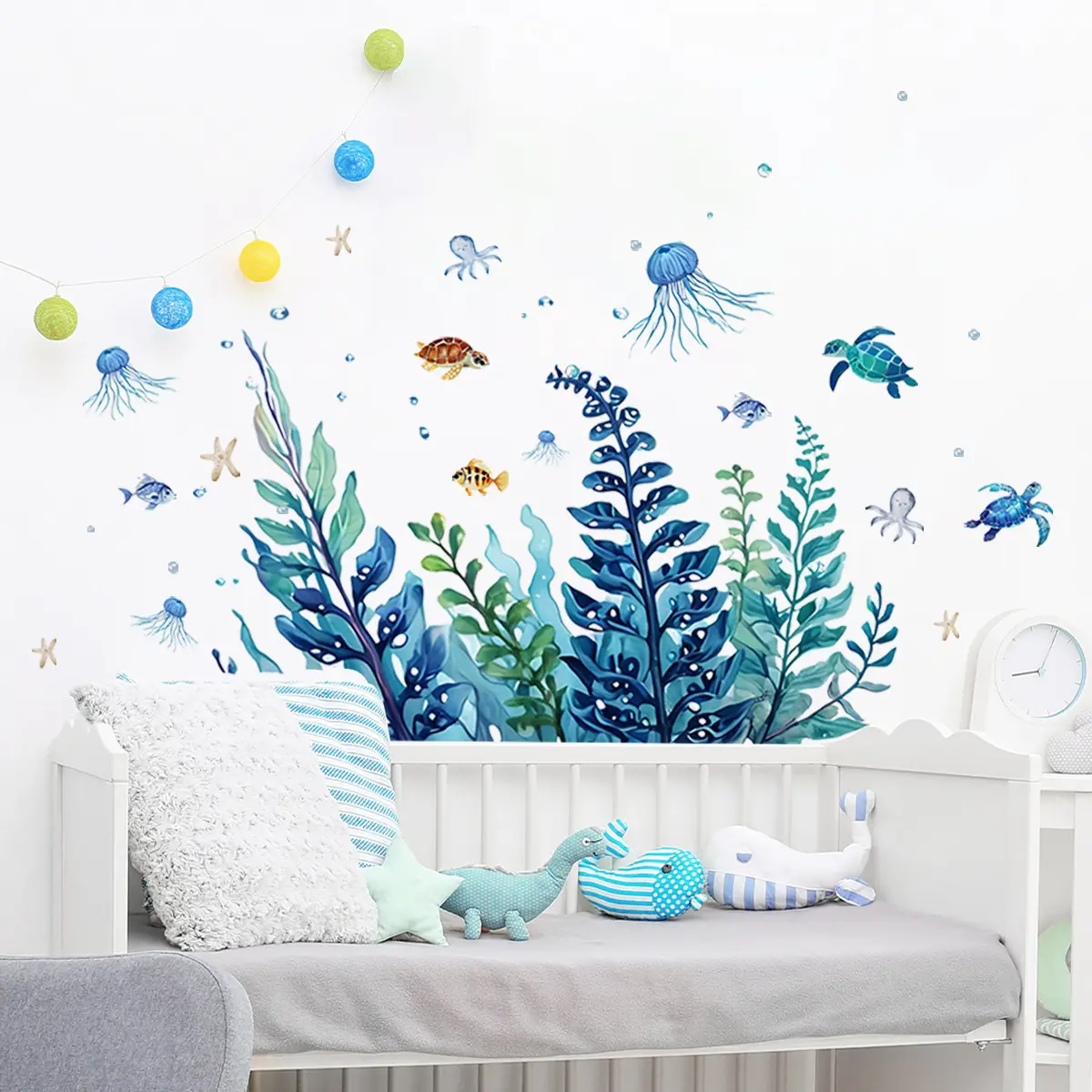 Underwater World Jellyfish Turtle Algae Wall Sticker for Children’s ...