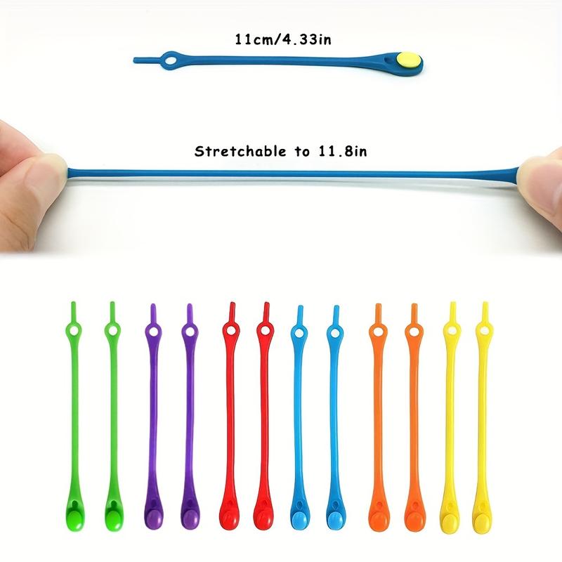 Product Introduction of 12-piece Set of Colorful Silicone Elastic Shoelaces, Multi-functional High Elasticity Lazy Shoelaces 8
