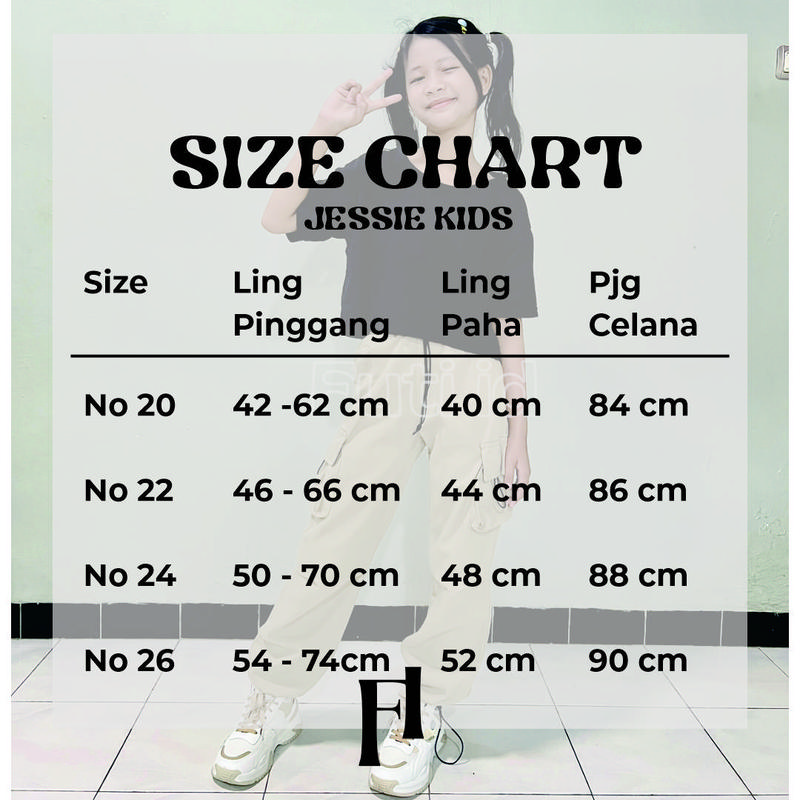FUTI ID - Jessie Kids Celana Cargo Fashion liburan anak 8 - 12 Tahun 4