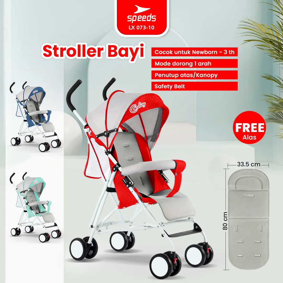 SPEEDS Stroller Kereta Dorong Anak Kelambu Full Cover Outdoor Premium Bayi Kursi Portabel Fitur Lengkap Traveling LX 073-10
