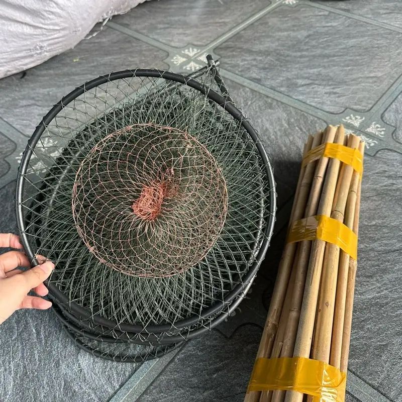 COMBO 10 Lờ cá 30x52 kèm 20 cây chống lờ cá ( lưới xanh rong ) 2