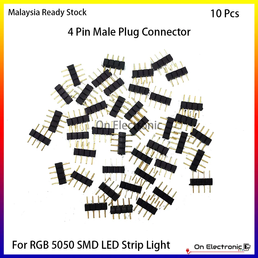 4 Pin Male Plug Adapter for 5050 SMD RGB LED Flexible Strip Light 3528 Home Lighting