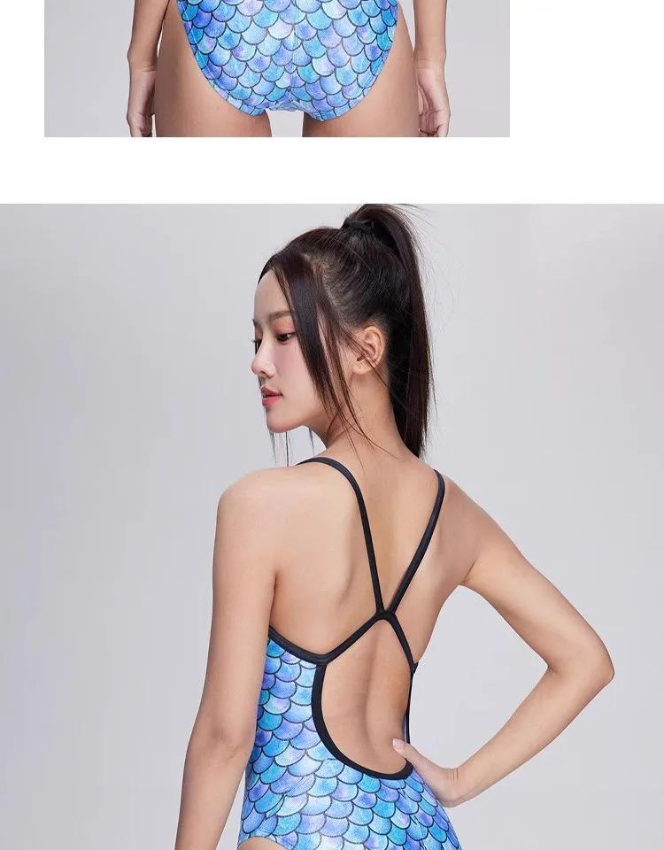 Maillot de bain une pièce d'entraînement athlétique pour femmes Maillot de bain de compétition à écailles de poisson pour la compétition_voghion.com