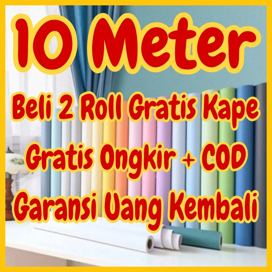 Wallpaper Dinding 10 m 10 meter 45 cm x 10 m MOTIF EMBOS POLOS PUTIH HITAM MERAH UNGU KUNING HIJAU COKLAT