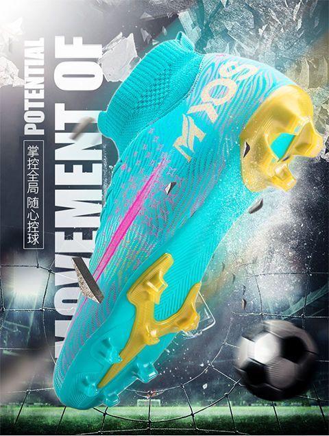 Product Introduction of Cristiano Ronaldo Messi Mandarin Duck Soccer Shoes Men Broken Spike Long Spike Children Boys Girls Non-slip Short Spike Primary and Secondary School Students High-top Sneakers 1