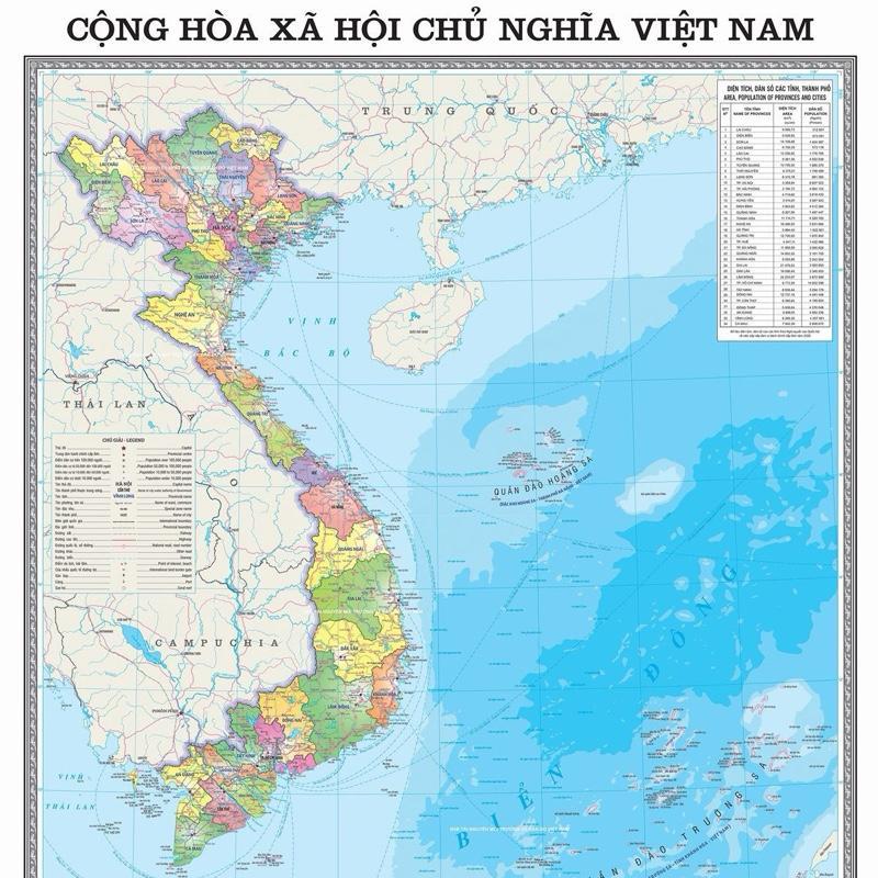 Bản Đồ Hành Chính Việt Nam Mới 34 Tỉnh Thành Size A0-A1 Có Nẹp Treo Tường