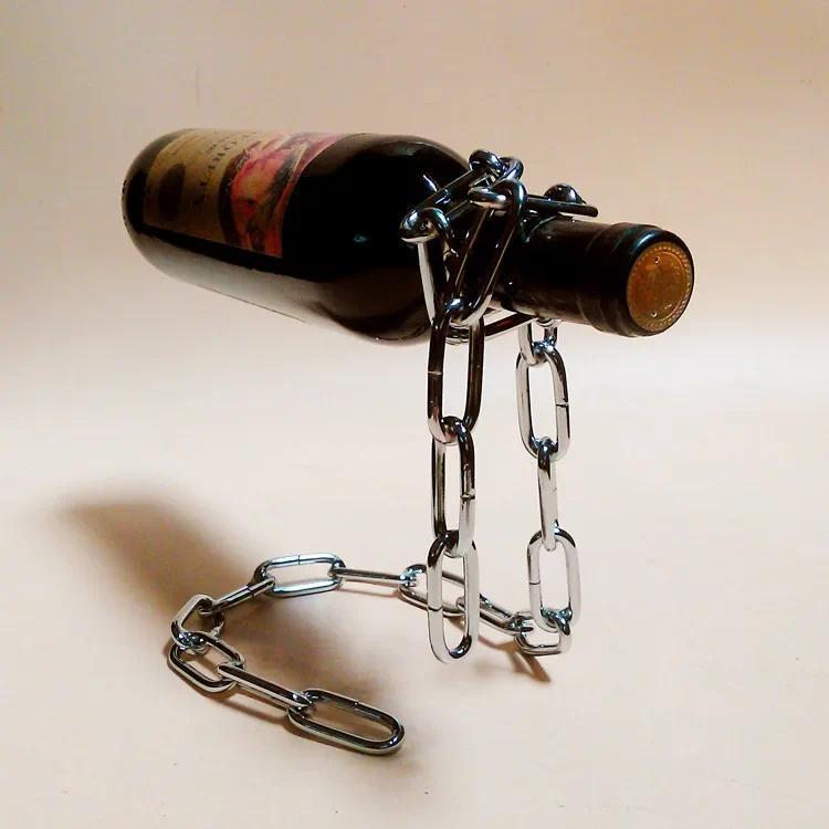 Product Introduction of Magic Suspension Iron Chain Wine Rack Metal Chain Hanging Wine Bottle Holder Bar Cabinet Display Stand Shelf Bracket Home Decor 31