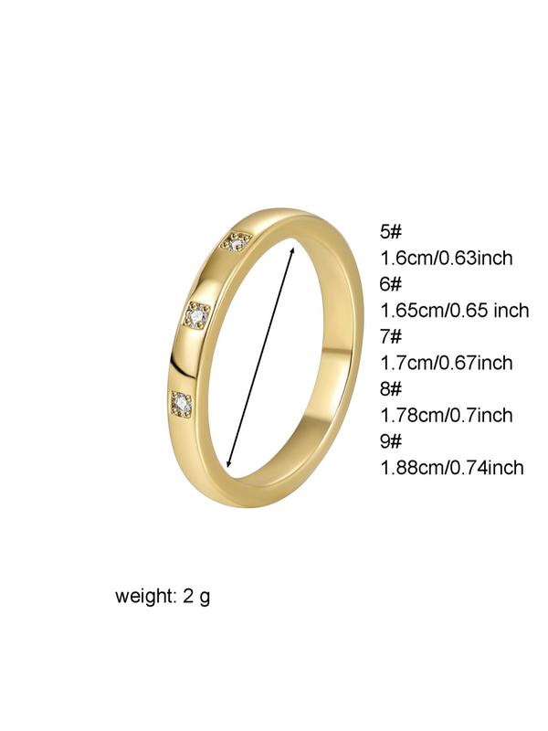 Women's Simple Plain Rhinestone Decorated Minimalist Ring, Fashion Accessories For Women & Girls, Casual Versatile Party Accessories 1