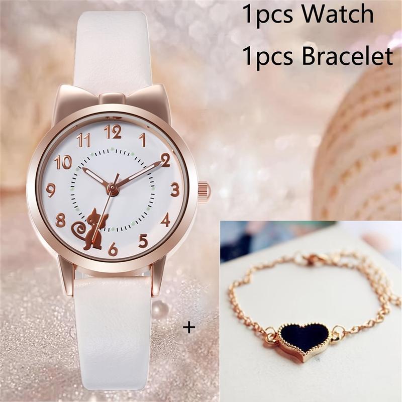 Product Introduction of Bộ Vòng Tay Đồng Hồ Học Sinh, Thời Trang Dễ Thương Hàn Quốc, Thiết Kế Hình Mèo Hoạt Hình Vỏ Sò 31