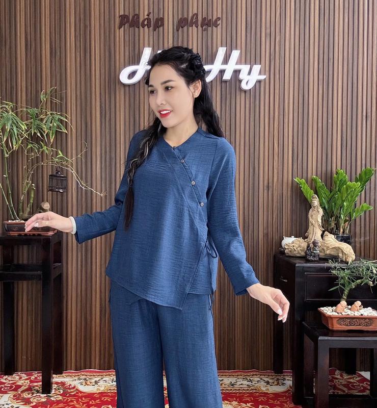 HyHy House - KHẢ TÂM Bộ Pháp Phục Lễ Chùa tà Đăp Chéo Dây Cột Trẻ Trung 2