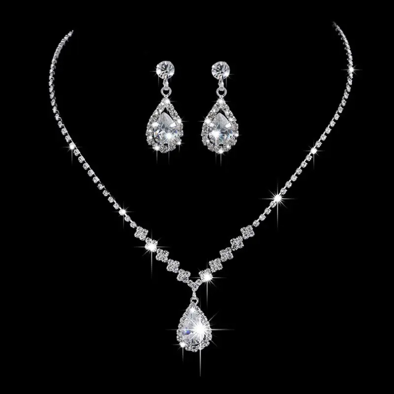 Bộ Trang Sức Cổ Điển, Mặt Dây Chuyền Hình Giọt Nước, Vòng Cổ, Bông Tai, Đám Cưới