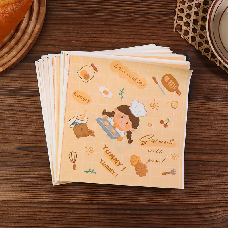 Giấy chống dầu, 50 cái, Giấy gói thực phẩm, Thích hợp để nướng, bánh mì sandwich, burger, khoai tây chiên và thực phẩm chiên, có thể được sử dụng làm tấm lót đĩa hoặc phụ kiện 7