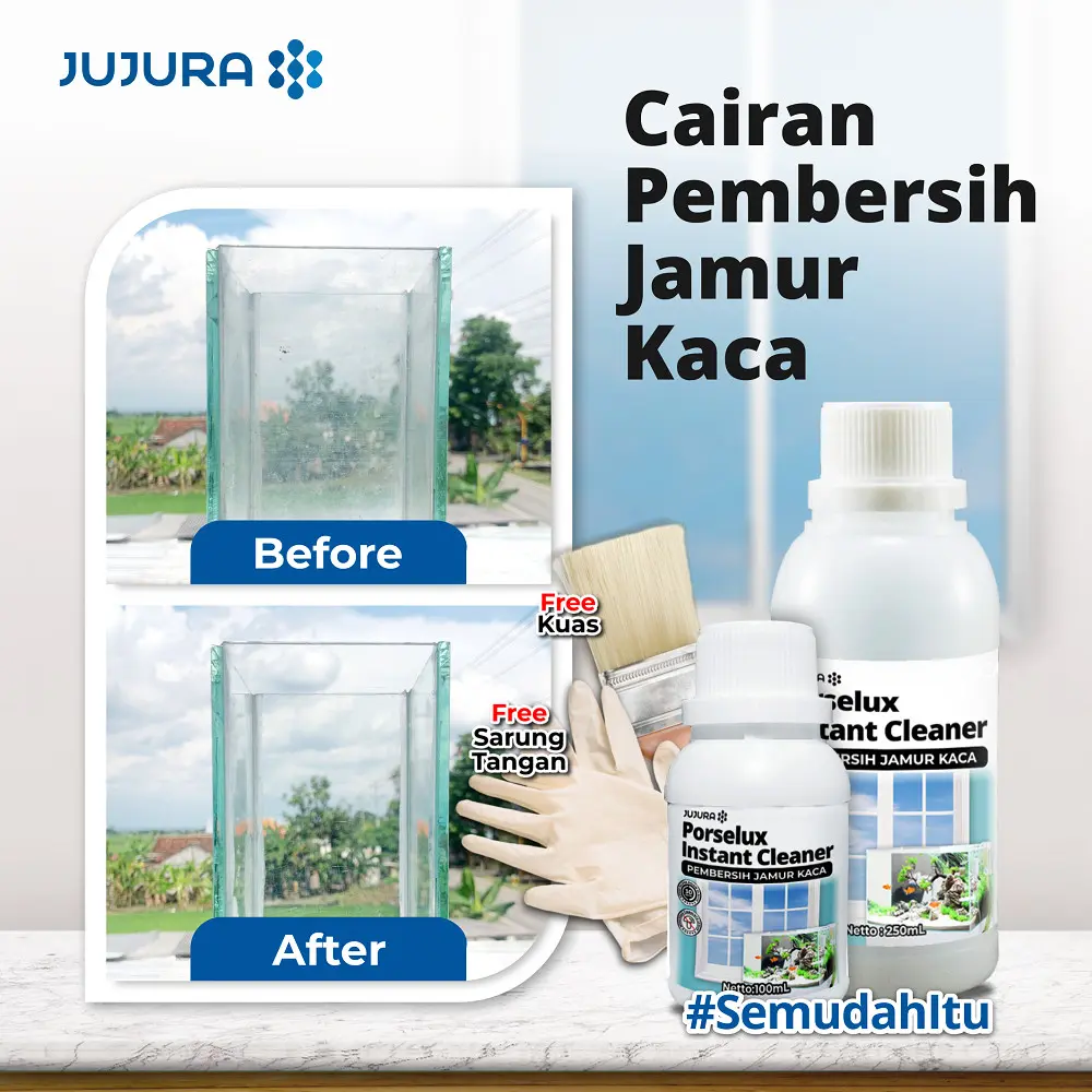 Porselux Pembersih Jamur Kaca Kerak Air Akuarium Cermin Jendela Kaca